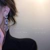 Silver Needle Exaggerated Full Diamond Earrings Baroque Diamond Enlaid Long Earrings Flash Diamond Earrings