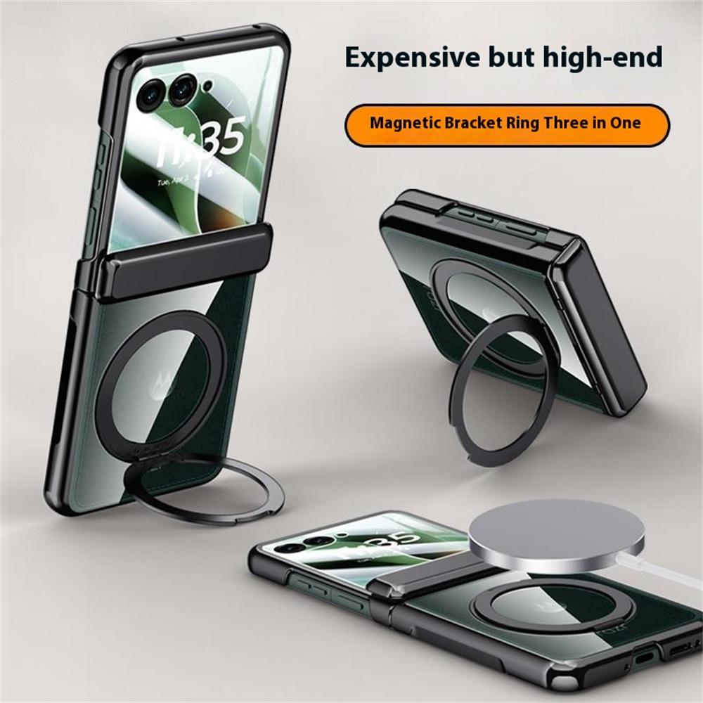 For Motorola Razr 60 Ultra 5G Case Compatible with MagSafe Kickstand Electroplated PC Phone Cover Built-In Screen Protector