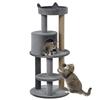 3-Tier Cat Tree with Perches, House, and Hanging Ball, Wooden Cat Tree with Sisal and Plush, 48x48x104 Cm, Grey