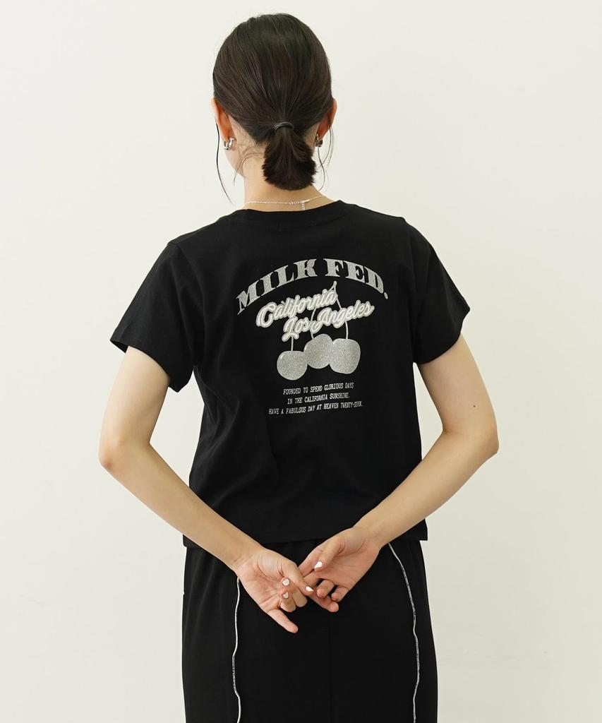 Milkfed Casual Glitter Cherry Compact Tee in Black Women's S/S