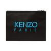Kenzo Classic Tiger Head Embroidery Color Block Zip Closure Leather Clutch Men Clutch Black F965PM322L49-99B