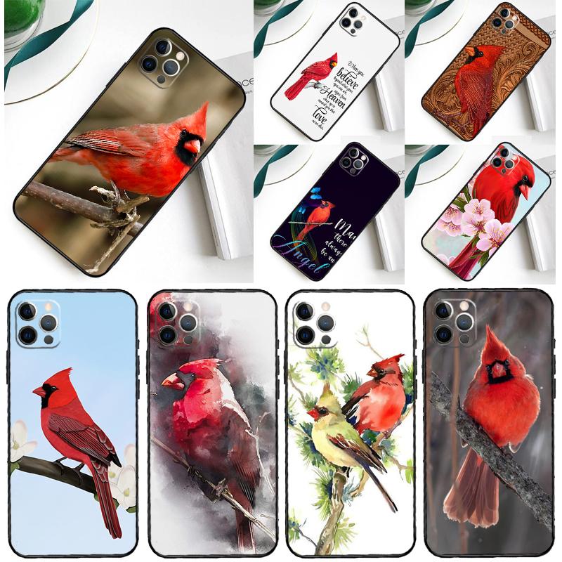 Cardinal Red Bird Phone Case For iPhone 16 Pro Max 11 13 14 15 Pro Max 12 Mini XR 16 15 Plus 16e Back Cover