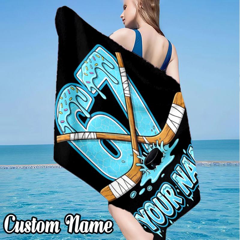 Custom Name Game Number 67 Beach Towel - Soft, Ultra-Absorbent Microfiber, Lightweight, Perfect for Beach, Parties, Travel, Camping
