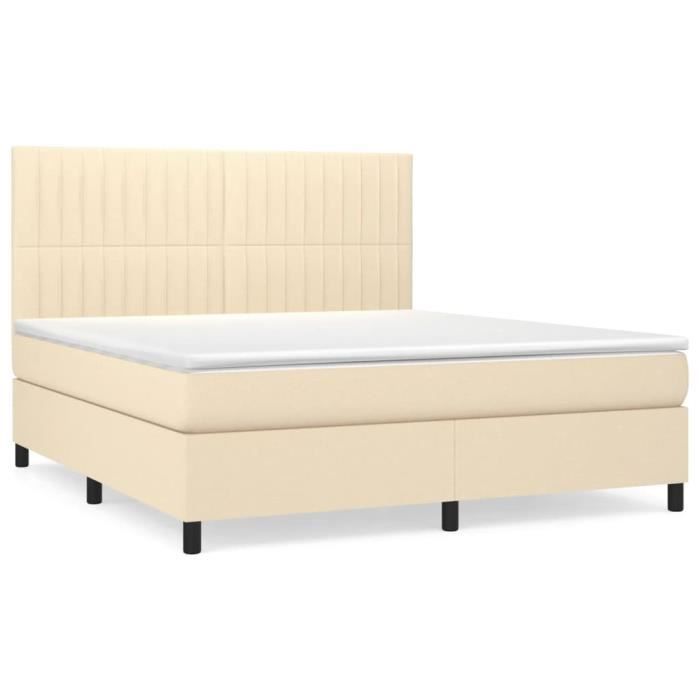 3141950 vidaXL Divan Bed with Mattress Cream 160x200 Cm Fabric