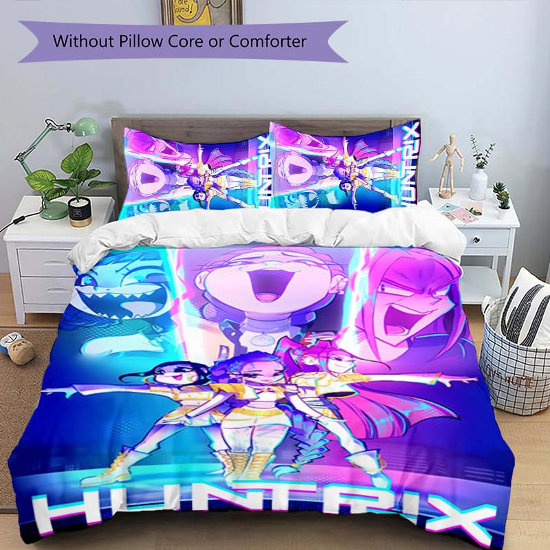 KPOP Hunter 3pcs Bedding Set Duvet Cover Closure Includes 1 Duvet Cover & 2 Pillowcases for All Seasons Bedroom Home Dorm Decor