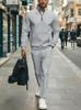Cross-Border Autumn Solid Color Waffle Hoodie & Long Pants Set