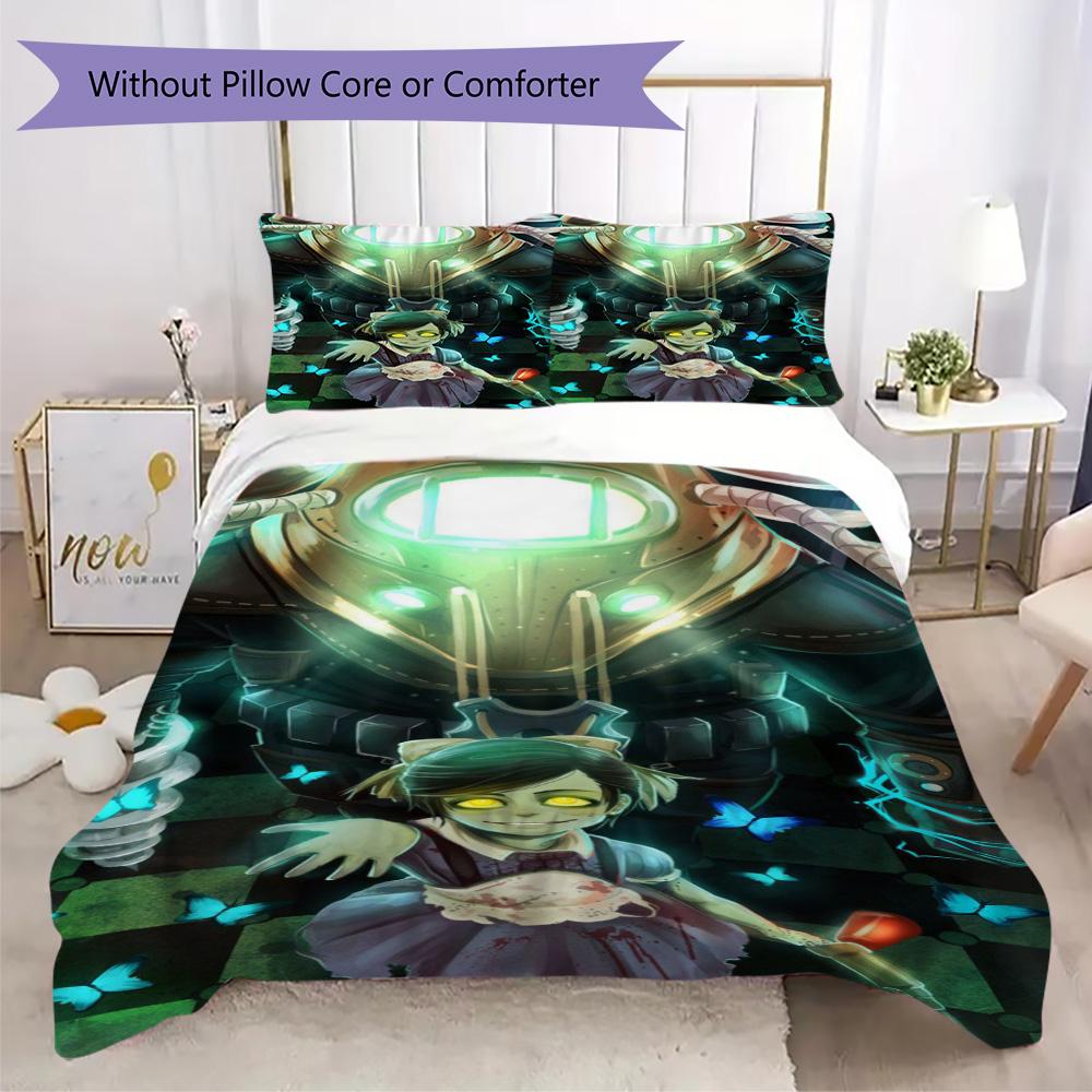 BioShock Pattern Bedding,Quilt Set Quilt Cover Pillowcase Home Birthday Gift (1*duvet cover+2*pillowcase,without core)SSJT0917031
