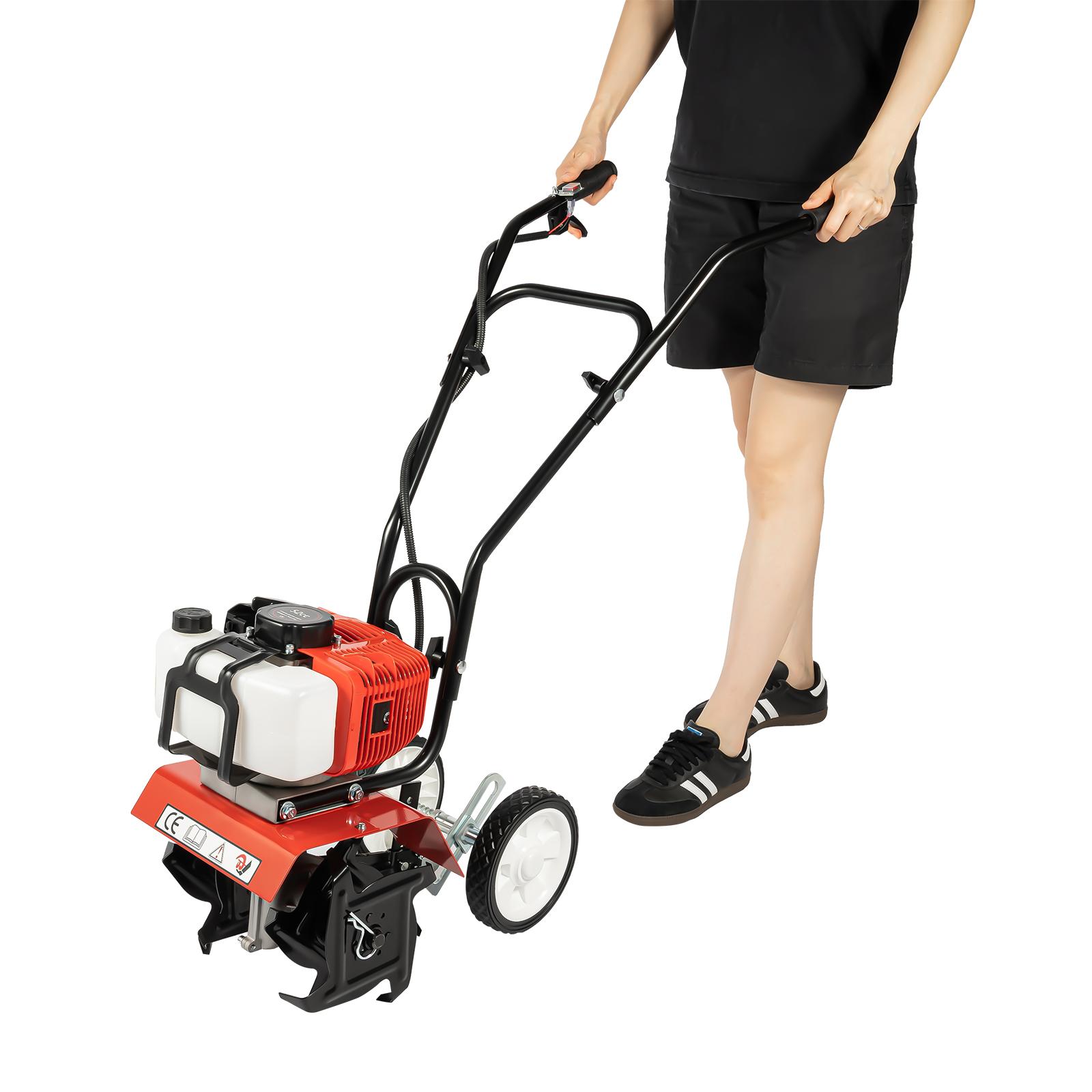 Садовый мотоблок/Культиватор 52 куб. см, 2-тактный, бензиновый, ручной роторный культиватор, мотоблок, садовый инструмент, беспроводной, с длинной ручкой US красный