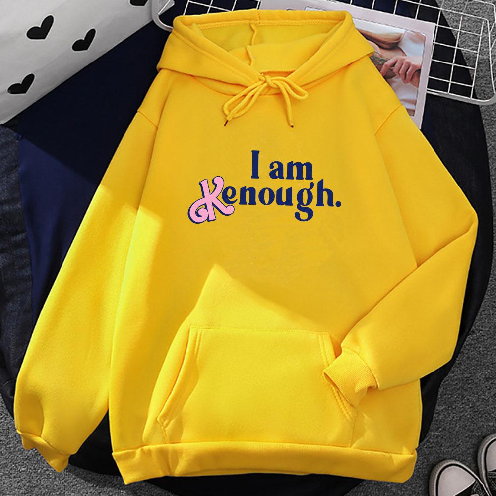 

Ярко-розовые толстовки I Am Kenough Barbenheimer, унисекс, осенне-зимний теплый свитшот с капюшоном, пуловеры с мультяшным принтом, унисекс XL