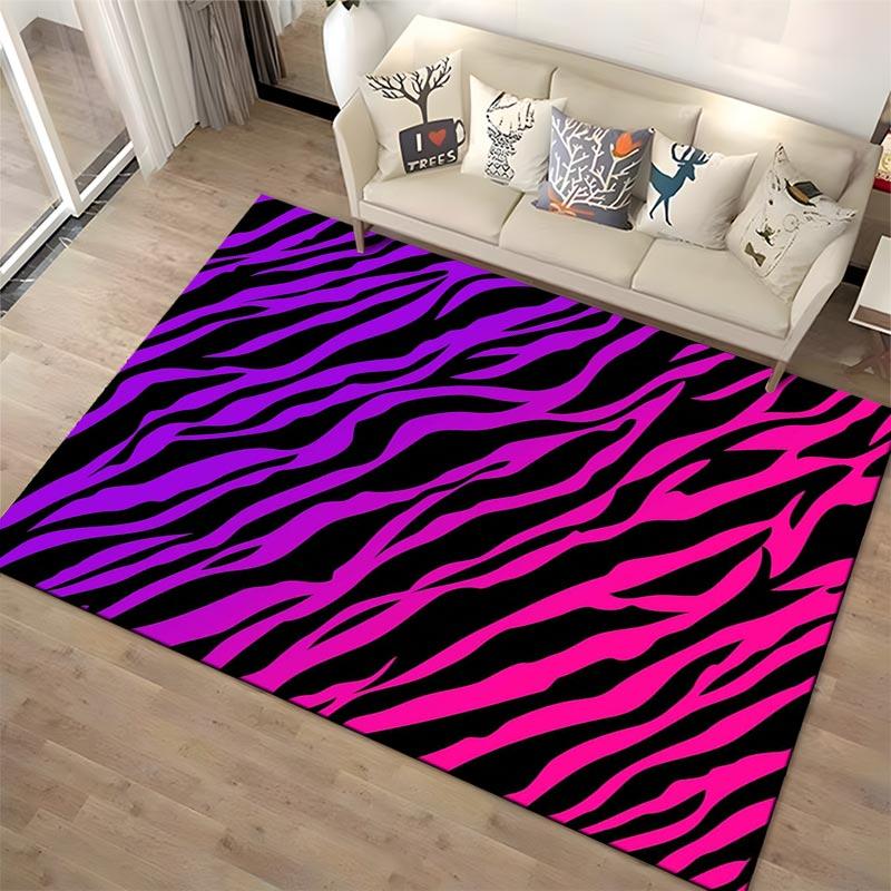 Pink and Purple Zebra Print Carpet for Modern Living Room Decor Suitable for Use As an Anti-slip for Living Room Bedroom Sofas