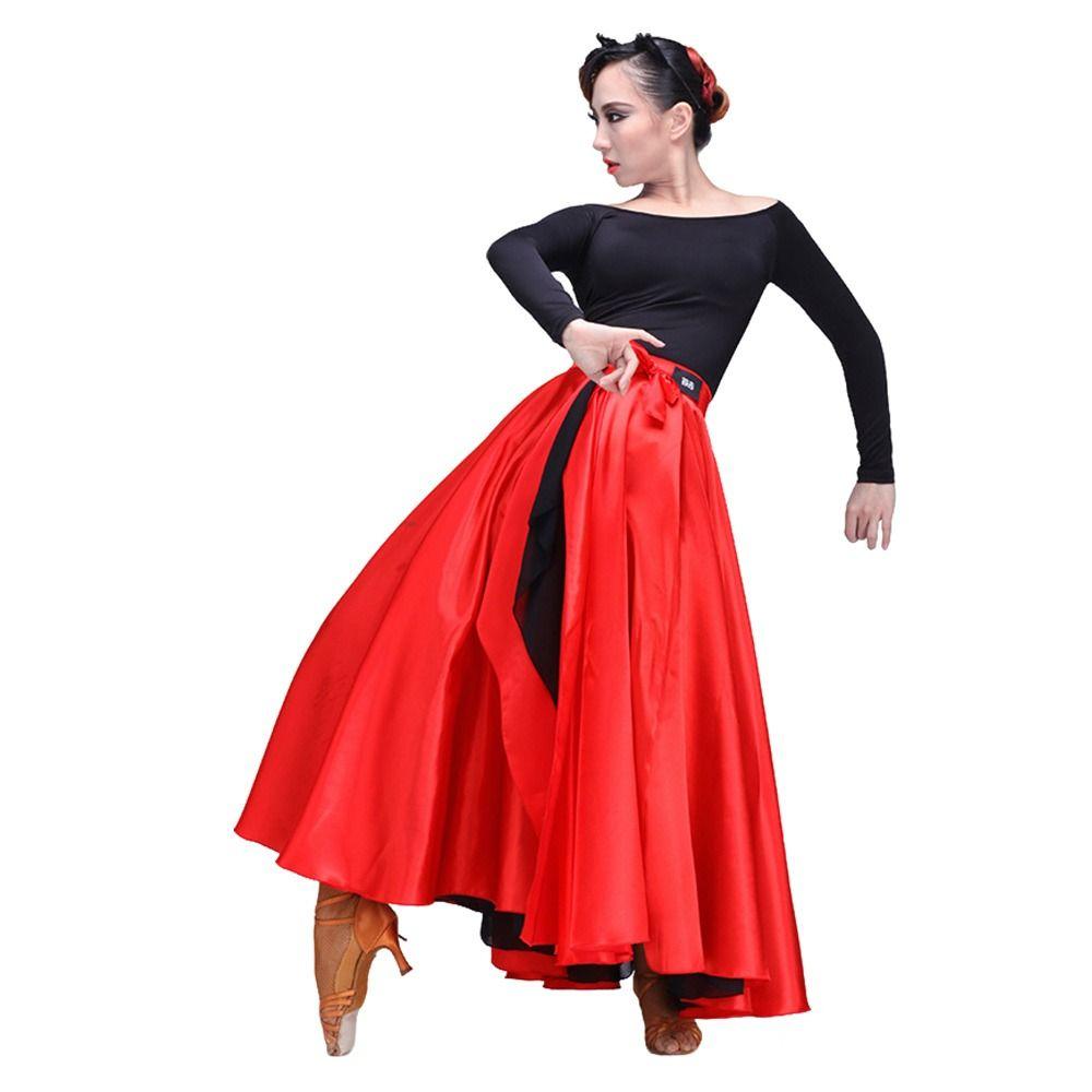 Smooth Spanish Flamenco Shawl Skirt Polyester Large Swing Skirt Fashion Gypsy Women Skirt Women