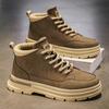 Men's high-top boots, high-quality leather shoes, fashionable outdoor casual shoes, men's plus-size boots