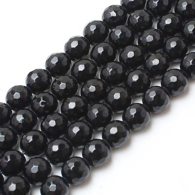 Agate noire à facettes, perles rondes de 15 pouces, pour la fabrication de bijoux, perles de 4/6/8/10/12mm