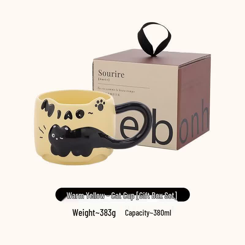 Cute Embossed Kitten Ceramic Mug