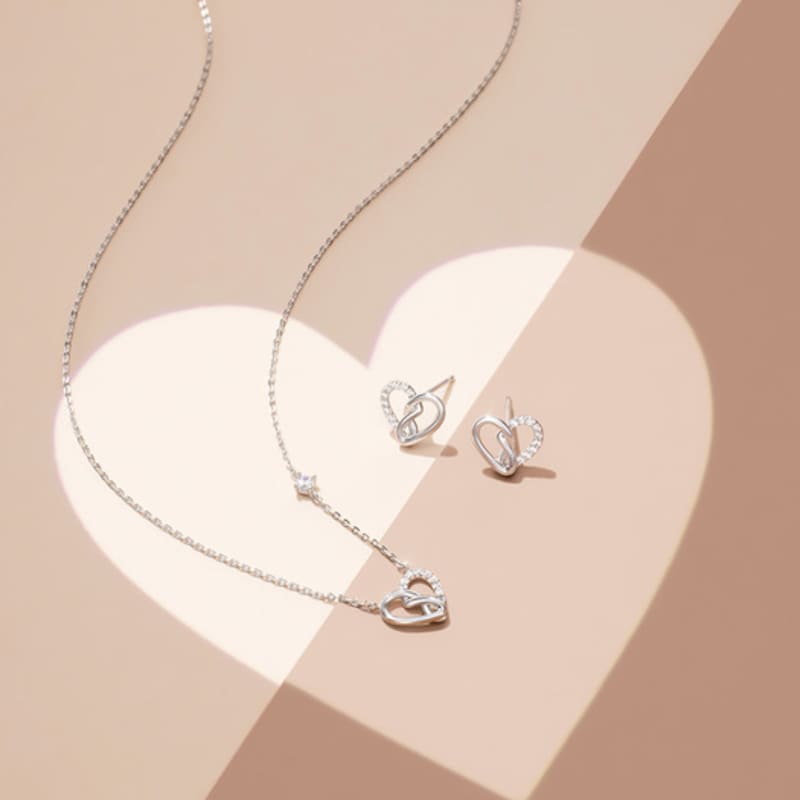 J.ESTINA ETER HEART Necklace + Earrings Set (SET-J0-1024)