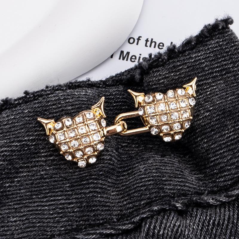 

Diamond heart waist buckle spike heart buckle no nail no seam detachable waist buckle jeans waistline enlargement 2 pairs