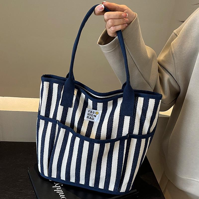 2025 Neue Damen Sommer Farbblock Streifen Tragetasche - Vielseitig, Großes Fassungsvermögen, Lässige Schultertasche