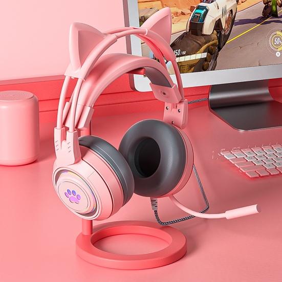 SY-G25 Wired Headphone Sensitive Noise Reduction Detachable Cat Ears 3.5mm USB Omnidirectional Gaming Headset for Laptop