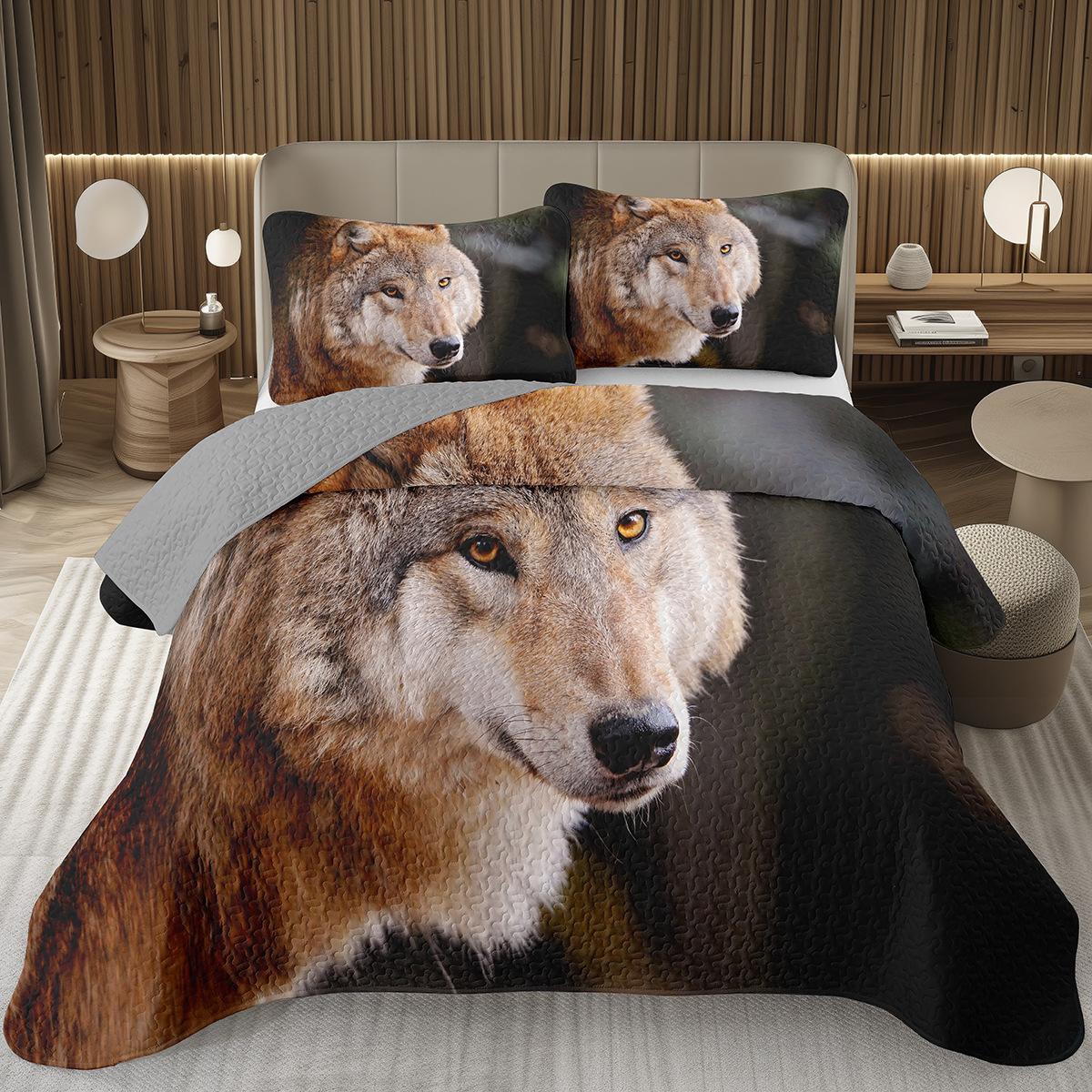 

Wolf Bedspreads For Boys Teens Men Wild Safari Animal Coverlet Twin King Reversible Grey Bedding Set Wildlife Quilted Bedspread AU Double 180x210cm