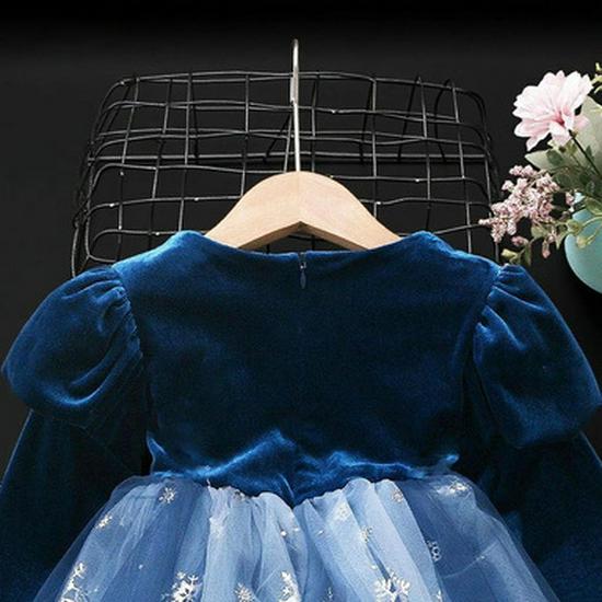 Girls' Elsa Princess Long-Sleeve Cosplay Costume Dress for Spring, Autumn, and Winter - Perfect for Halloween, Birthdays, and Evenings.