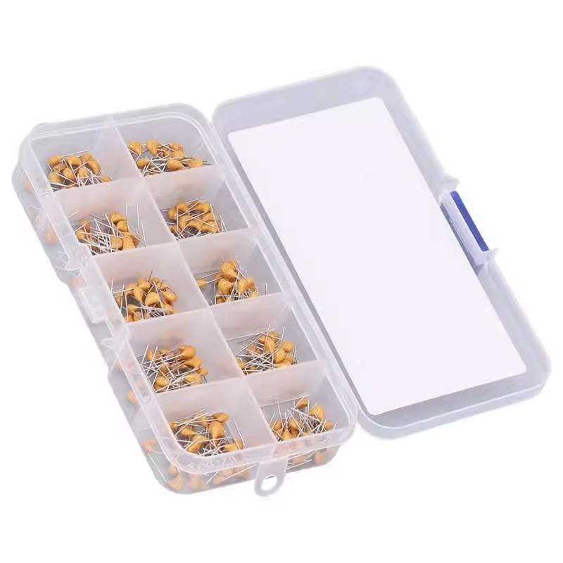 300pcs 10value 50v 10pf 20pf 30pf 47pf 56pf 68pf 100pf 1nf 10nf 100nf Monolithic Ceramic Capacitor Assortment Kit