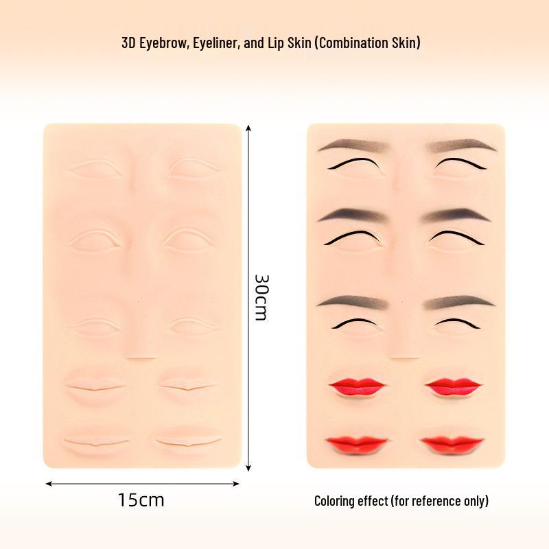 Semi-Permanent Microblading Practice Skin: Soft Silicone Eyebrow, Eye, and Lip Simulation for Beginners; Eyeliner Won't Smudge