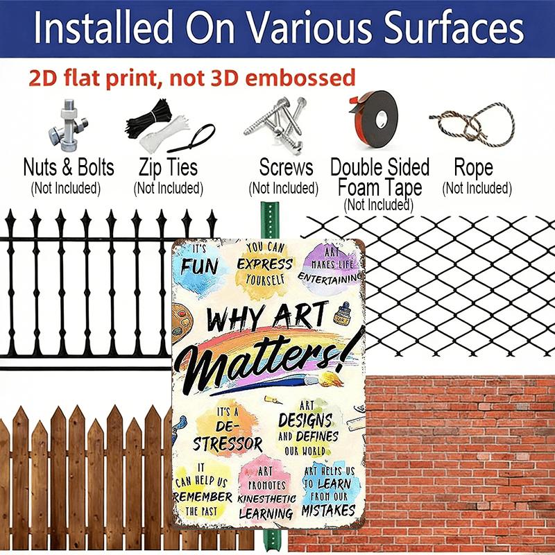2D Flat "Why Art Matters" Metal Wall Sign - Vintage Retro Aluminium Poster Suitable for Home, Office, Cafe Decor - Pre-Drilled Holes for Easy Hanging