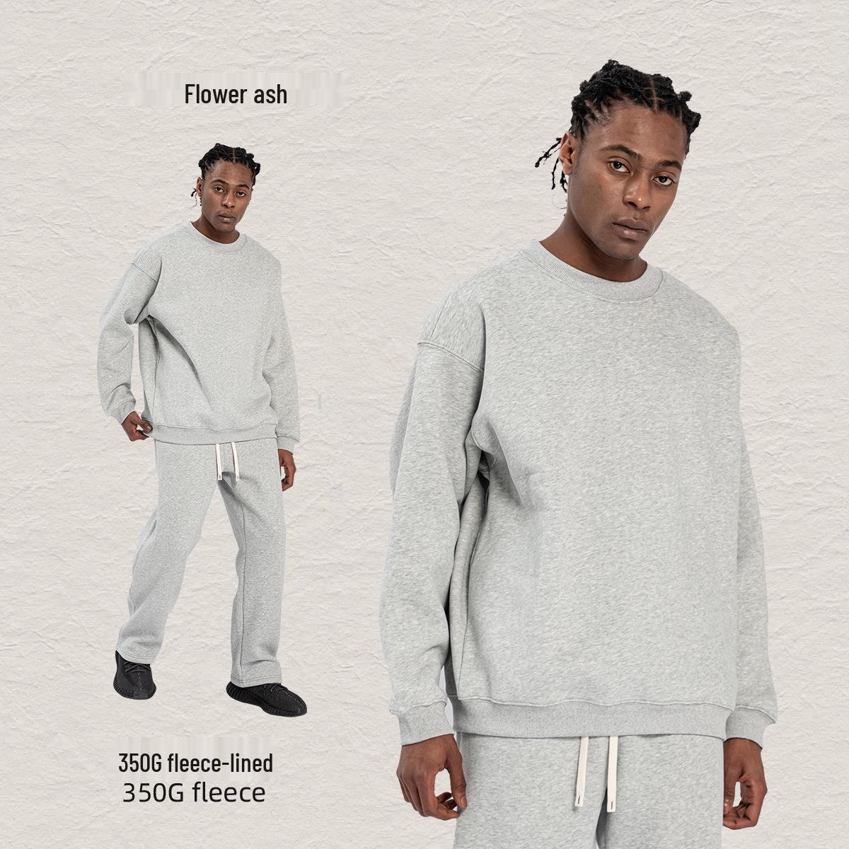 

KITE 350g Plus Velvet Thick Round Neck Men s Oversize Hoodie - Autumn/Winter Fleece Trendy Brand Loose Top Extra Large