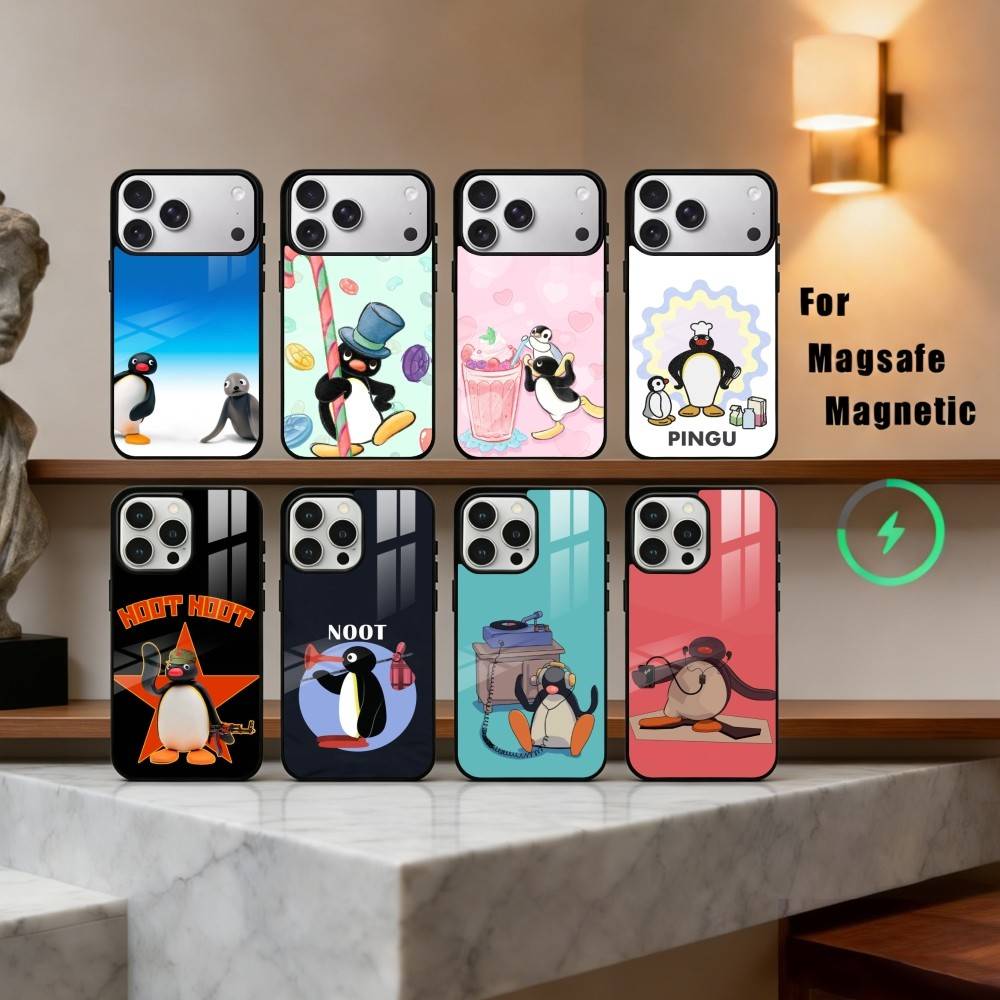 Cute P-Pingu-ES Penguin Phone Case For iPhone17,16,15,14,13,12,11 Plus,Pro Max Magnetic For Magsafe Wireless Charging