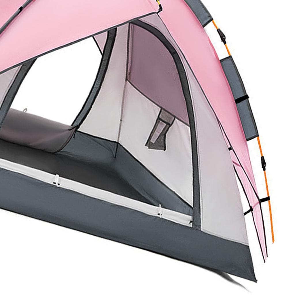 Camping Tent Oxford Cloth Automatic Pop Up Waterproof Double Layer Family Tent for Hiking Traveling Backpacking Pink