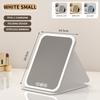 LED Makeup Mirror Portable Foldable with Light Rechargeable Makeup Mirror Desktop Fill Light Leather Shell Mirror
