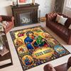 Virgin Mary Theme Crystal Velvet Rug Personalized Custom Name Text Soft Floor Mat Home Decor