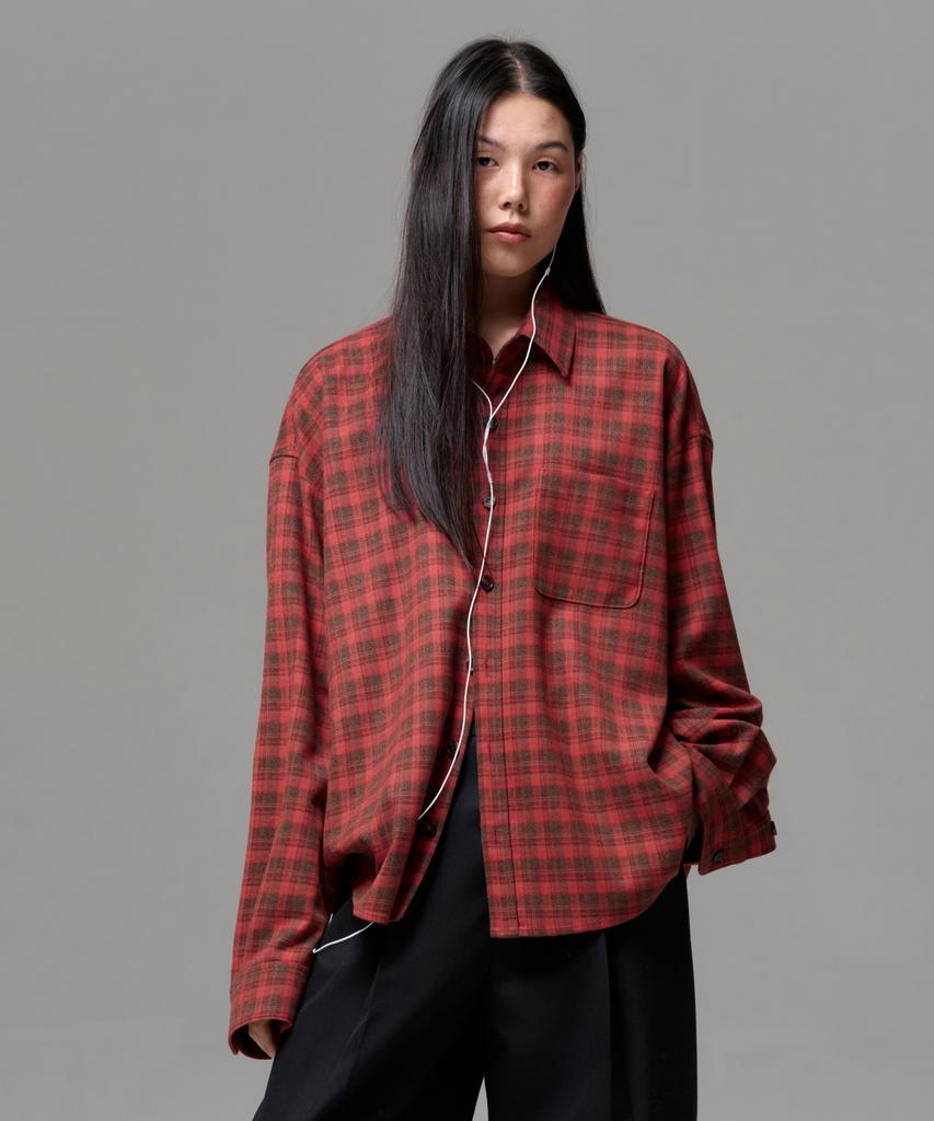 Ira Unisex Vintage Check Shirt - Red