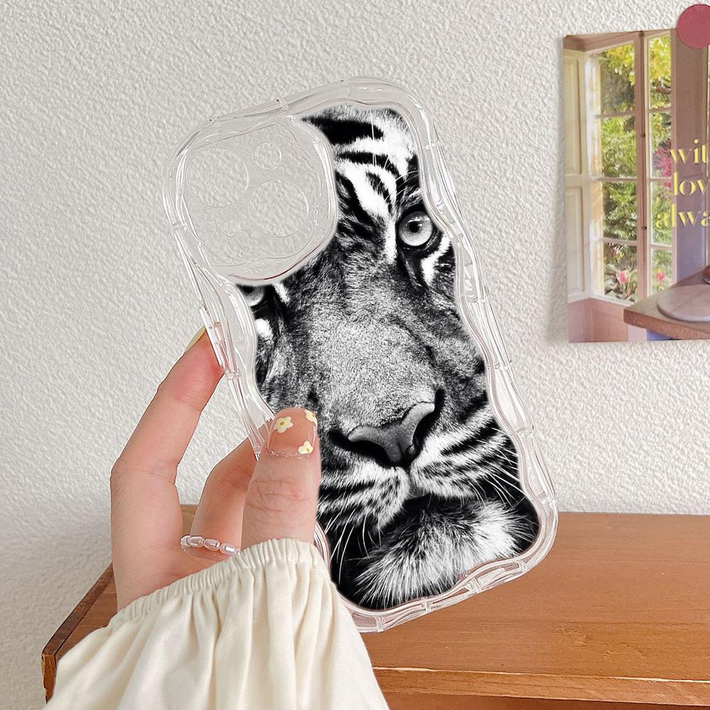 LZ30 Tiger Lion Cat Clear Soft Wave Phone Cases for Xiaomi 11 Lite Redmi Note 13 12 8 Pro 9 12C A3 Infinix Smart 8 Tecno Protection Back Cover