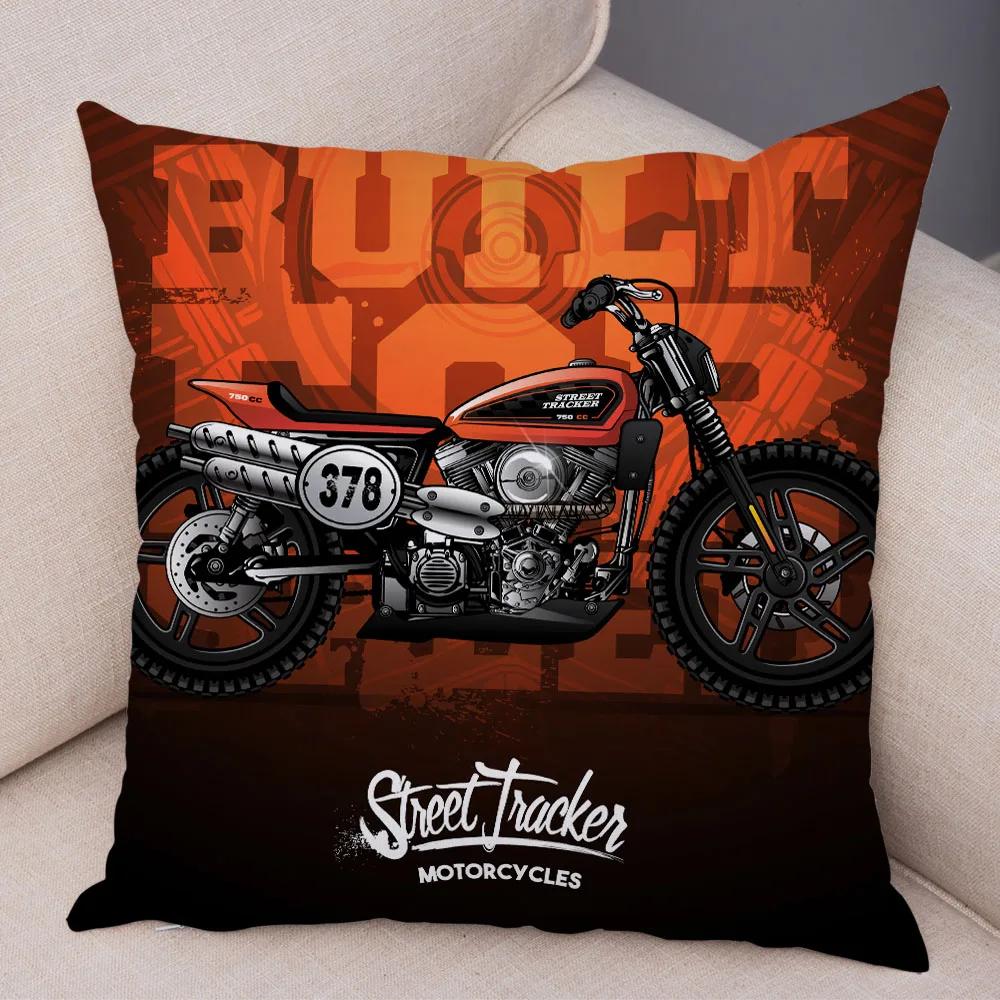 Super Soft Plush Cushion Cover 45x45cm Cartoon Motorcycle Pillowcase Decor Car Printed Pillow Case for Home Sofa Children Room