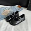 2025 New French Retro Mary Jane Shoes Women's Flat Bottom One-word Buckle with Shallow Mouth Evening Shoes Patent Leather Temperament Single Shoes