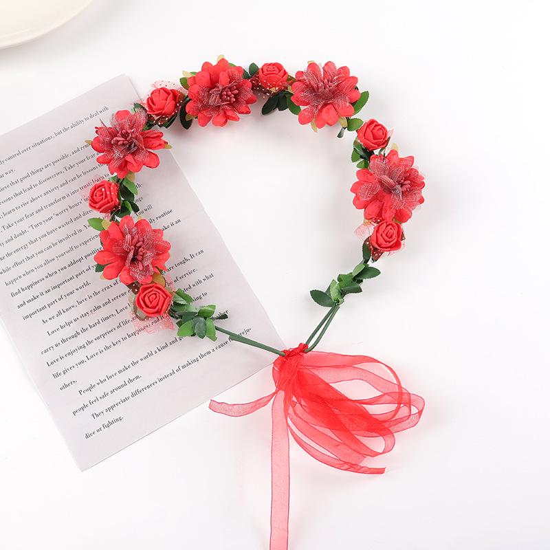 Rose Flower Wreath Headdress for Travel, Vacation, Bride & Bridesmaid