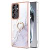 For Samsung Galaxy S25 Ultra Case with Ring Kickstand Marble Pattern Electroplating TPU Back Cover