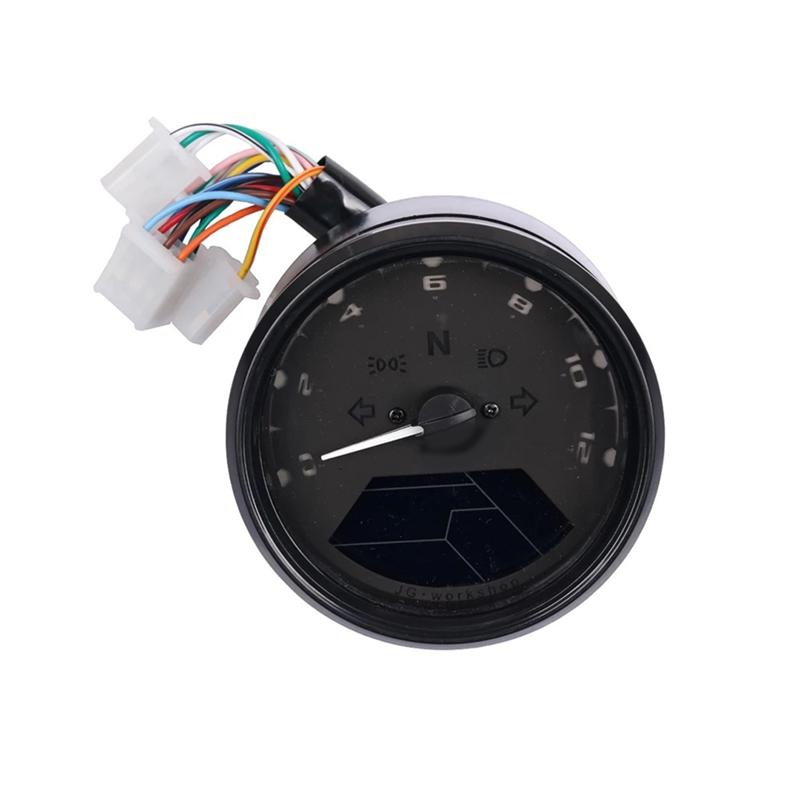 Motorcycle Universal LCD Digital Tachometer Speedometer Odometer Waterproof Gauge For Cafe Racer 2 - 4 Cylinders