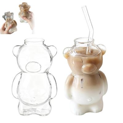 Vaso de Agua de 320 ml Forma de Oso Taza de Cristal Resistente al Calor Vidrio de Borosilicato Alto Café Té Jugo Botella para Beber
