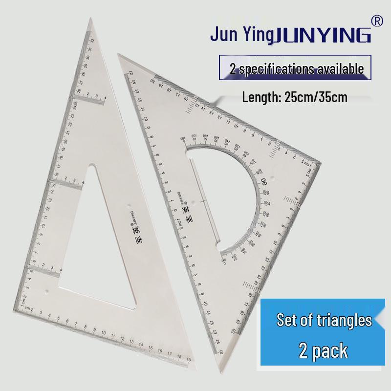 Large Transparent Plastic Triangle Ruler Set (30/40/50 cm) for Drawing and Right Angles