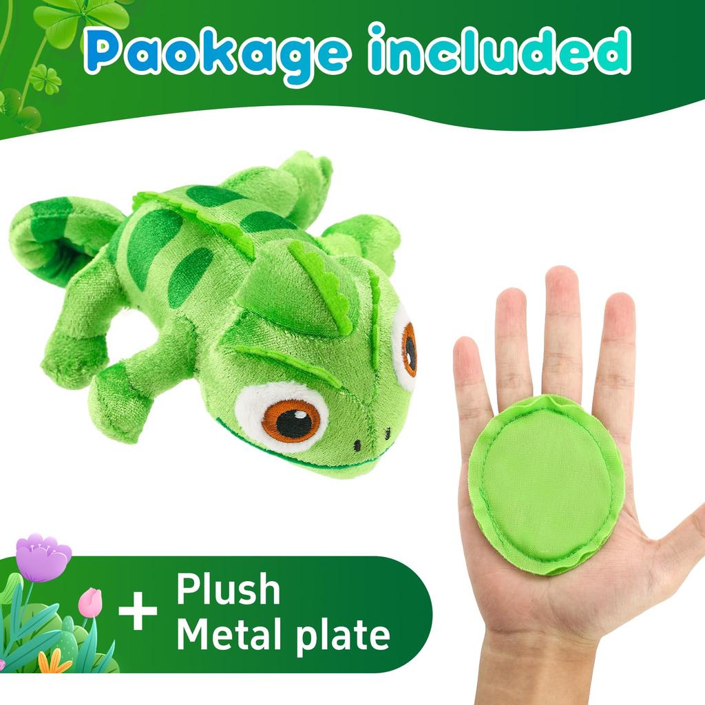 Chamäleon Plüsch Eidechse Stofftier Magnetspielzeug für Mädchen und Schulterkleidung Magnet Kinder, Riemen, Zubehör,
