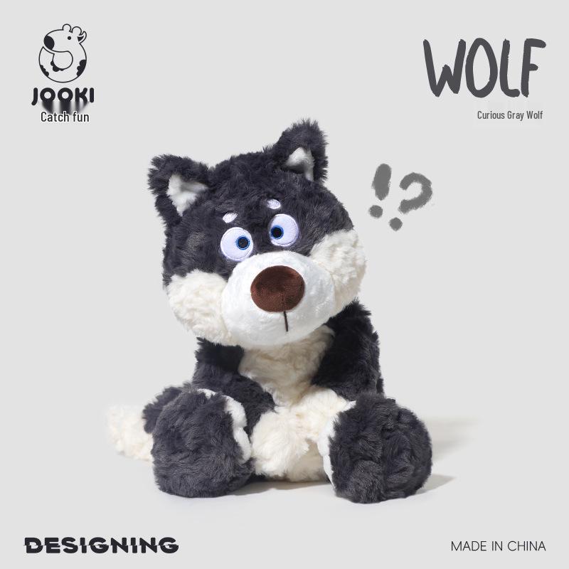 

Curious Grey Wolf Plush Toy - Adorable Lullaby Hug Pillow for Kids, Super Soft Gift Doll