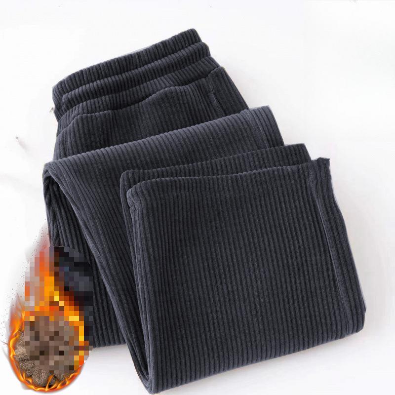 Heavyweight Gray Chenille Wide-Leg Casual Pants for Men and Women