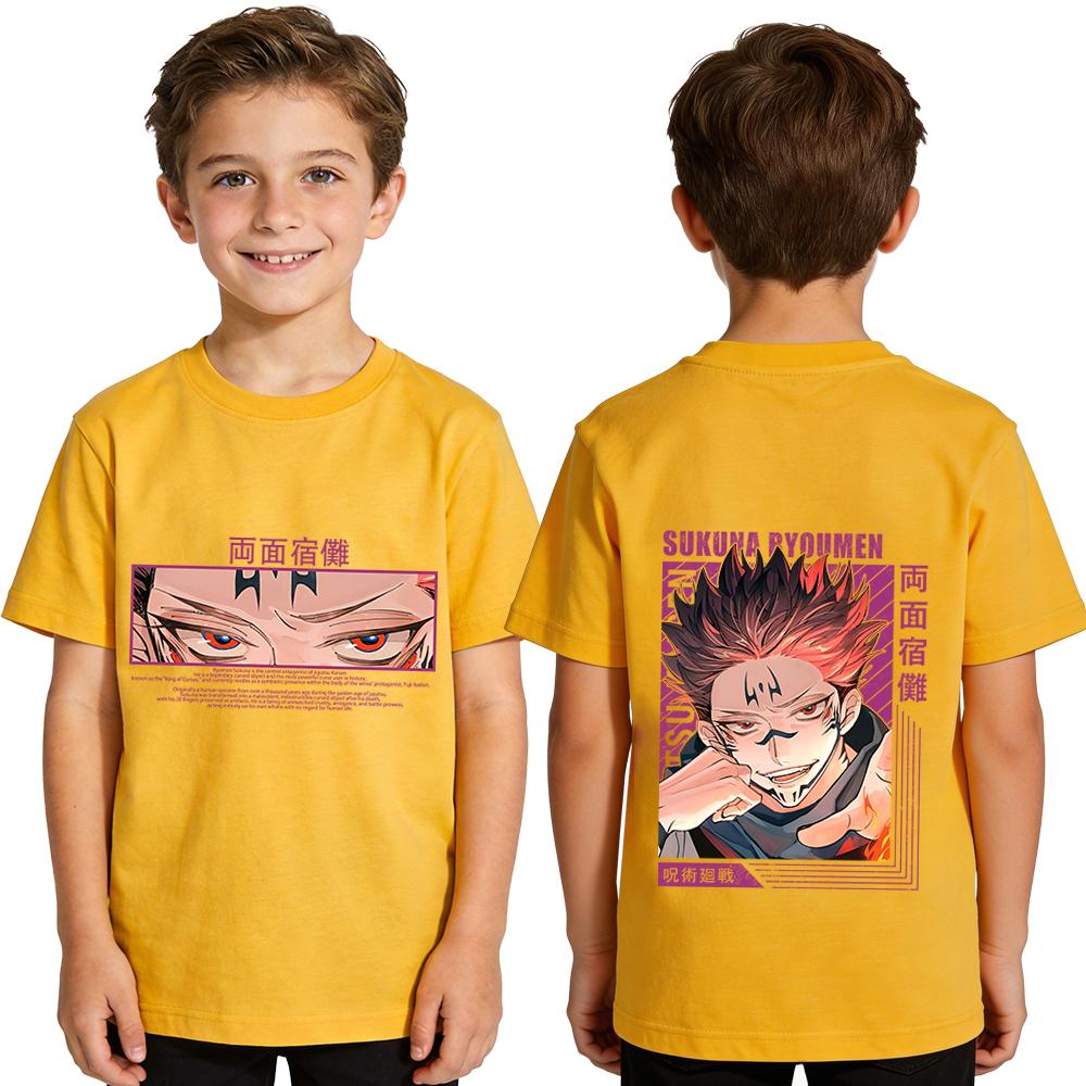 Jujutsu Kaisen Ryomen Sukuna Anime Print Kids T Shirt Casual Cotton Boy Top Tee Clothes