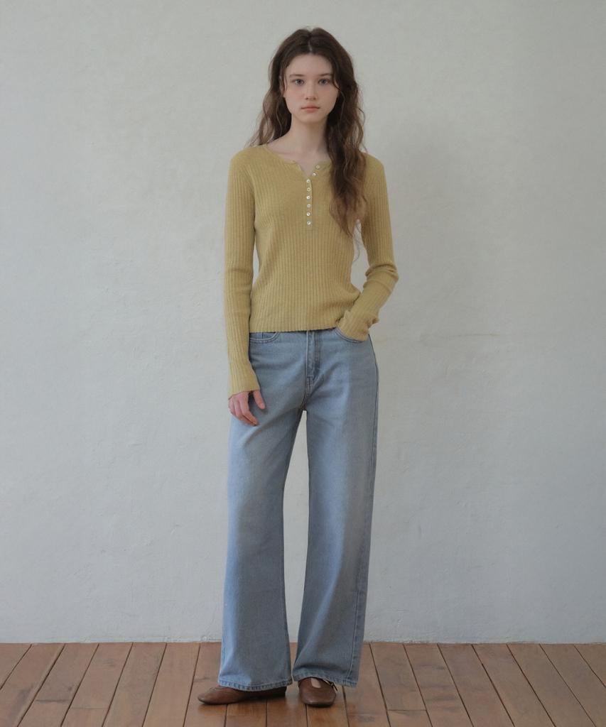 Aueonoseuteljia Deep Henry Neck Knit_Vintage Yellow(Oc26Kn01)