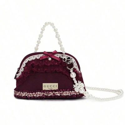 Borsa a tracolla da donna con cinturini di perle, realizzata in tessuto di puro cotone. Adatto per il pendolarismo e le feste. Ecologico