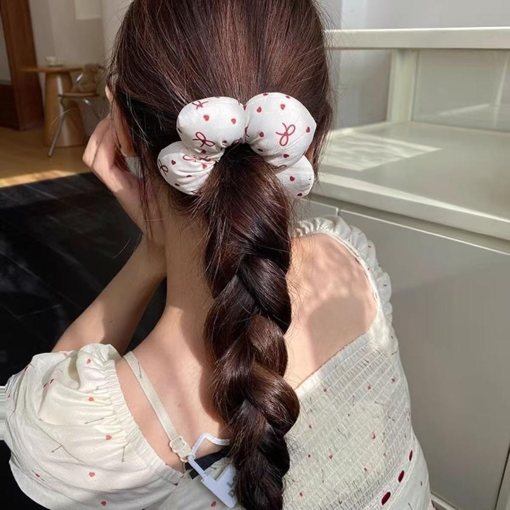 New Cute Flower Hair Band Bow Plaid Elastic Hair Ring Ties Headwear Girls Women Hair Accessories