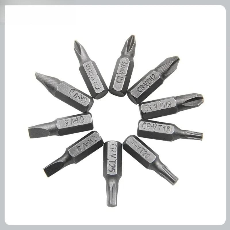 L-shaped 1/4 Hexagonal Screwdriver Bit 90 Degree Double Head Handle Black 6.35 Wrench 10pc Yellow Tape Screwdriver Bit Tool Set
