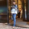 Maglione a righe a collo alto da donna per autunno e inverno
